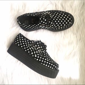 T.U.K Black and White Polka Dot Creepers