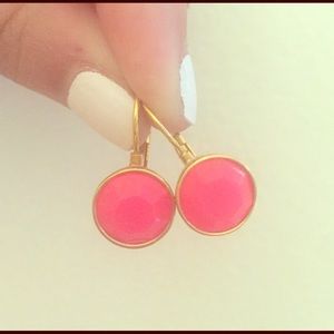 Kate Spade Round Bezel Set Drop Leverback Earrings