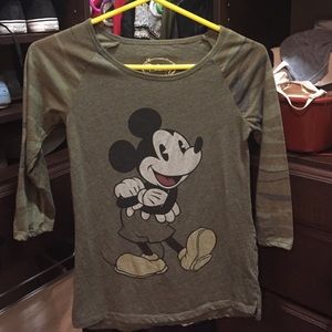 Army green Mickey Mouse shirt