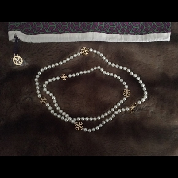 Tory burch pearl and gold necklace