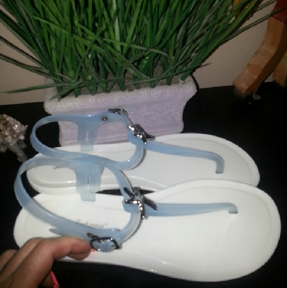 baby blue flat sandals