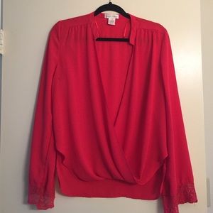 Red Chiffon Dressy Top