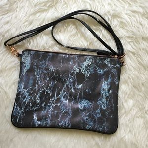 Faux leather marble cross body bag