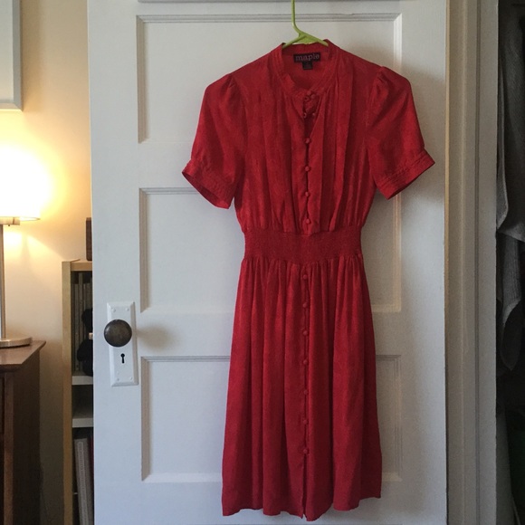 Anthropologie Maple Crimson Social Dress