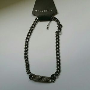 LOVEsick Rhinestone Bar Necklace