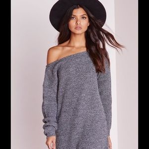 Misguided Ayvan Off Shoulder Knitting Sweater NEW!