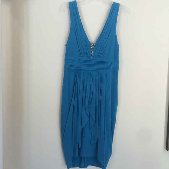 Brilliant Blue Draped Cocktail Dress - Picture 1 of 4