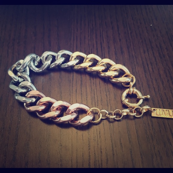 Mixed metal chain-link bracelet by Luvaj - Picture 1 of 2