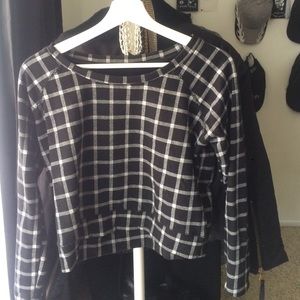 Cropped Grid Sweater