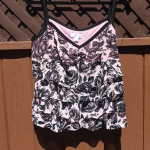 Frilly spaghetti  strap - ruffle layered top