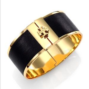 Tory Burch Skinny Leather Inlay Cuff Bracelet
