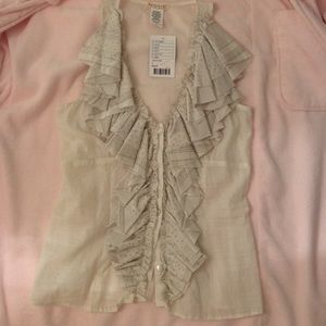 NWT - Delicate Anthropologie Ruffle Tank