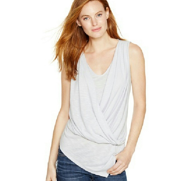 Sleeveless Asymmetrical  Surplice Tunic Top
