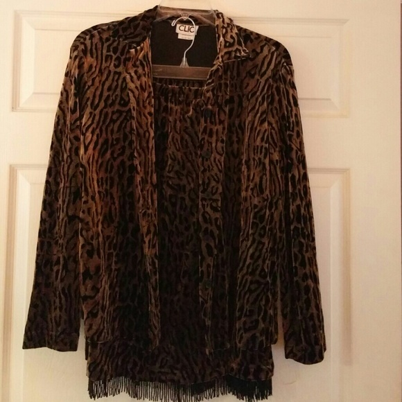 2 piece Animal Print Velvet Suit size small