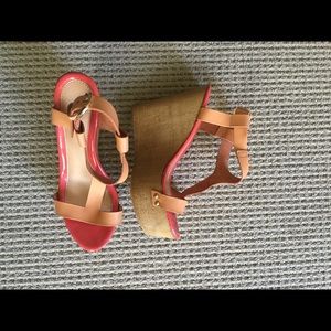 Coral & Tan Aldo Wedges