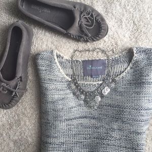 Navy Striped Marled Sweater