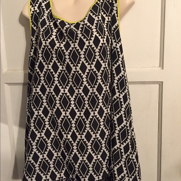 Ikat pattern top with neon trim - Picture 1 of 2