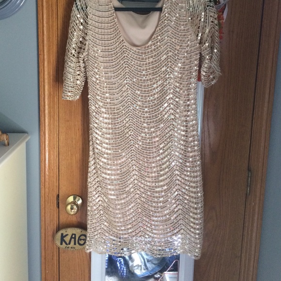 Gold sequin formal dress