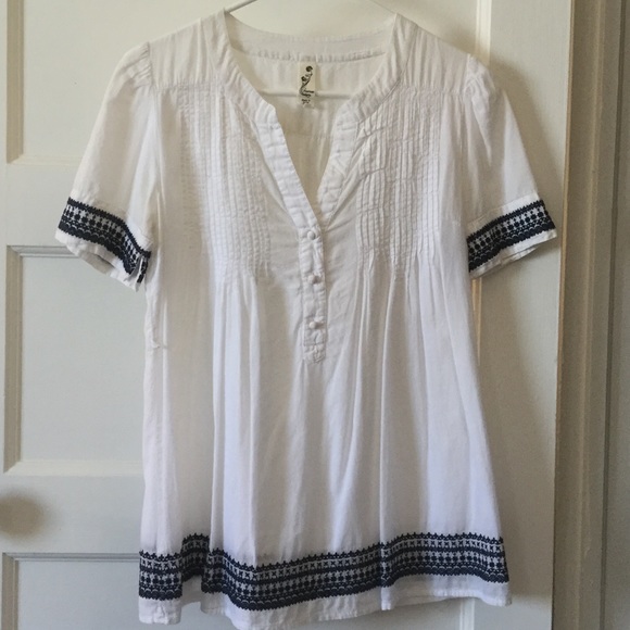 Anthropologie Floreat White Embroidered Tunic