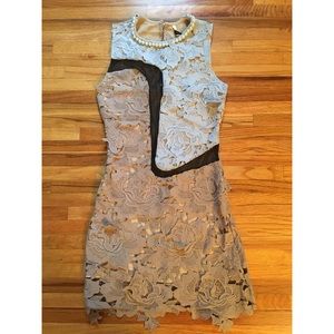 Pearl Collar Dress w/Mesh Insert