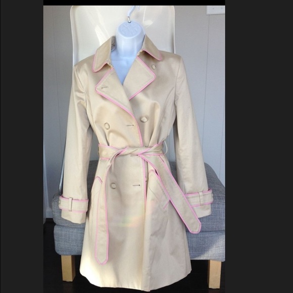 Khaki and pink coach trench coat jacket