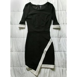 B/W Wrap Bodycon Dress
