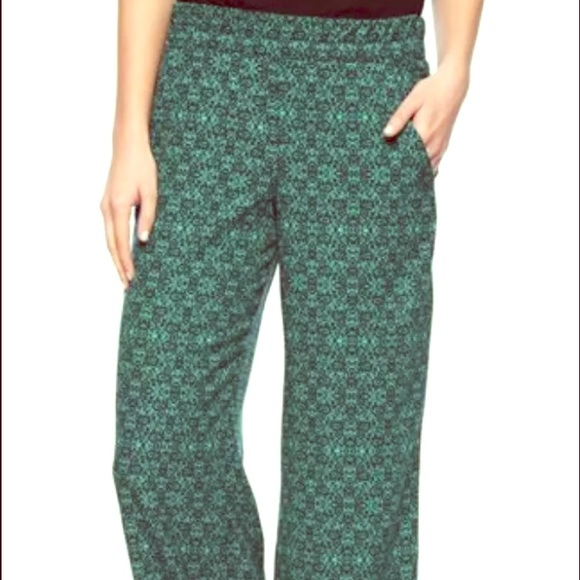 Splendid Green & Navy print Palazzo Pants Small