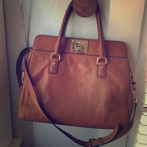 Michael Kors Astrid Cognac Leather Large Satchel