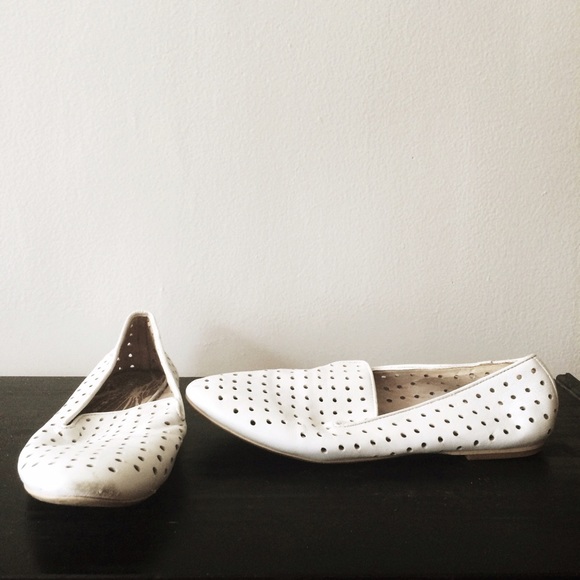 White Perforated Leather Loafer