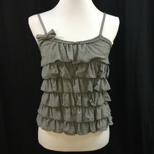 Cute grey front gray ruffles tank top by A&f