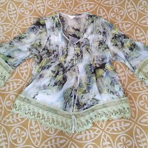 Adiva semi-sheer floral top