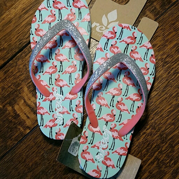 NWT Girl's Reef flip flops, "Flamingo"