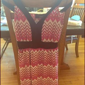 Pink, white, black mid length dress