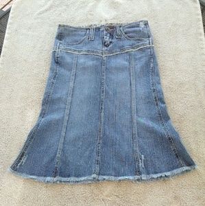 Vintage blue stretchy denim tulip skirt
