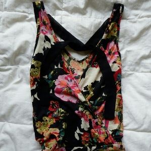 Floral Open Tie-Back Tank