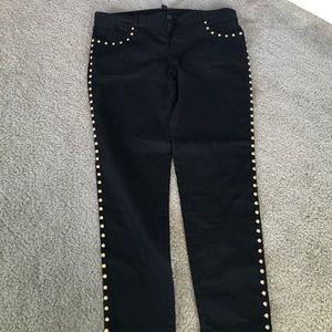 Black jeans with gold dots