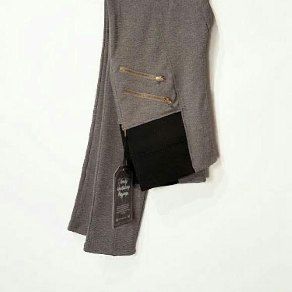 Slimming Trendsetter Leggings Grey Black Gold - Picture 3 of 3