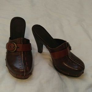 Brown clog heels