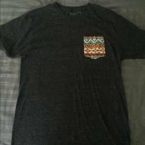 Black t shirt with patterned front pocket