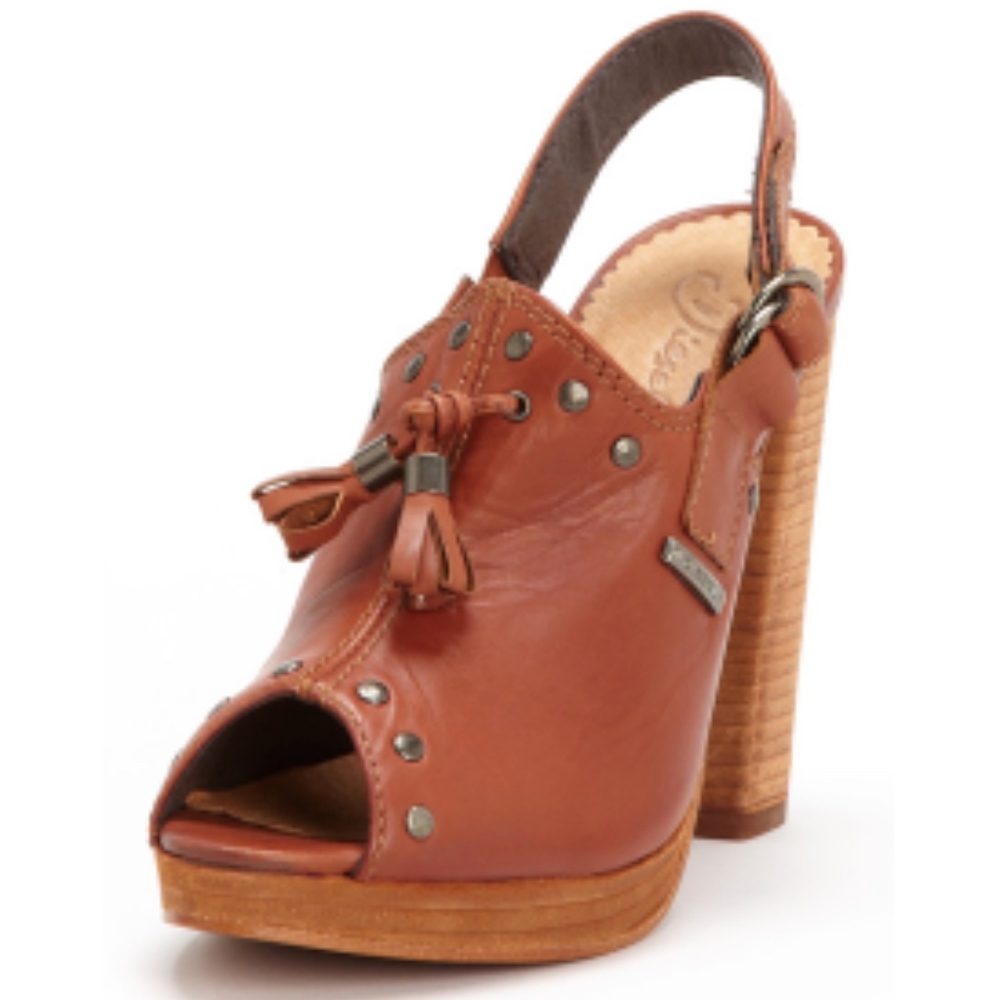 NEW Diesel Cuir Desir D'Aly Leather Peep Toe Mule