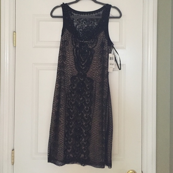 Sue Wong Black w/ nude underlay sequined dress. 10