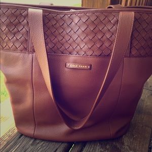 Cole Haan Samantha Woven Detail Leather Tote