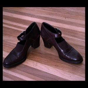 Dark brown Prada buckle heels size 8.5
