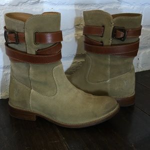 Frye Shirley Strappy Short Boot in 'stone'