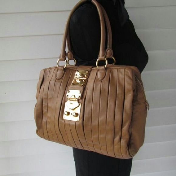 MIU MIU Bauletto Nappa Plisse Lambskin Leather Bag