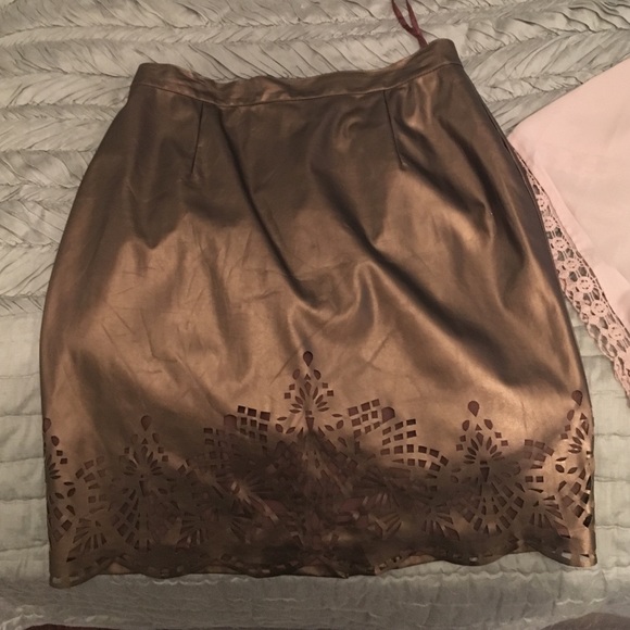 Faux brown leather skirt