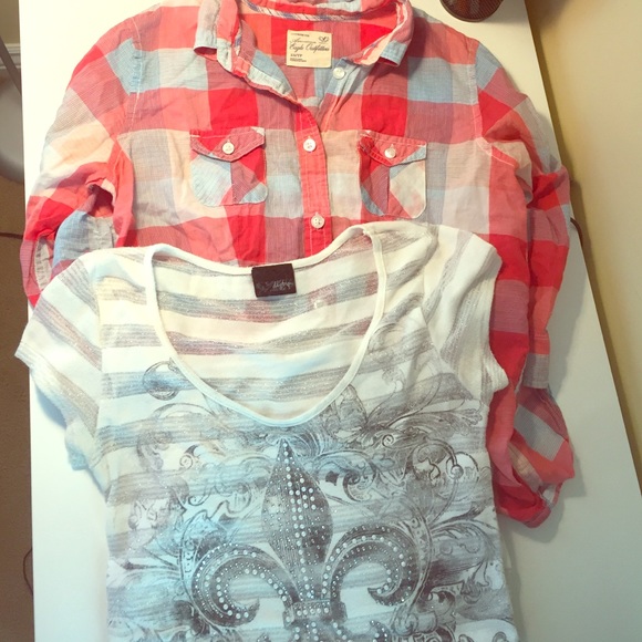 American eagle plaid shirt, DAYTRIP tshirt for $15
