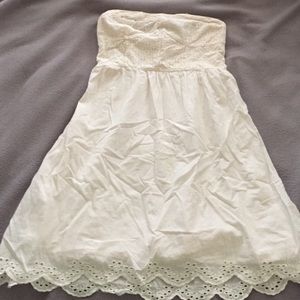 strapless creme sundress