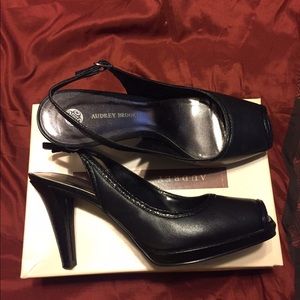 AB Black Peep-toe Sling Backs