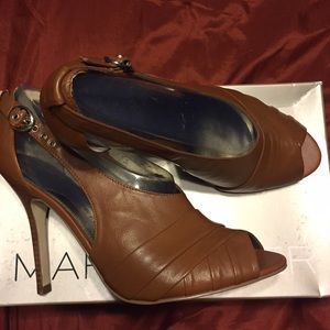 Marc Fisher Brown Peep-toe Pumps
